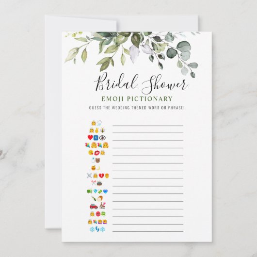 2 Brautparty Games Elegante Eukalyptus Card Einladung (Rückseite)