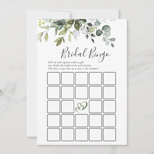 2 Brautparty Games Elegante Eukalyptus Card Einladung (Vorderseite)