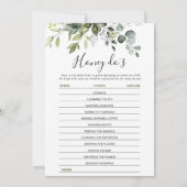 2 Brautparty Games Elegante Eukalyptus Card Einladung (Rückseite)