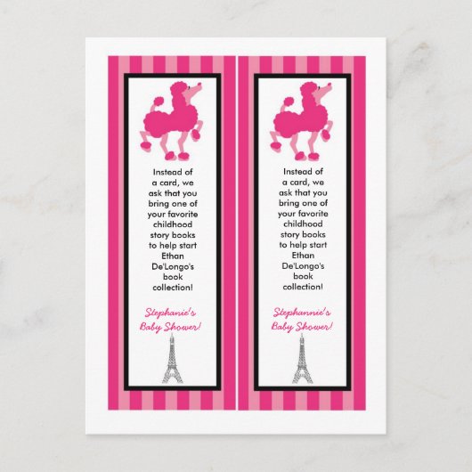 2 Buch Marks Pink Poodle Paris Eiffel Tower Einladungspostkarte (Vorderseite)