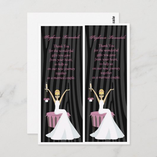 2 Buchmarken Bride Zebra Print Postkarte (Vorne/Hinten)