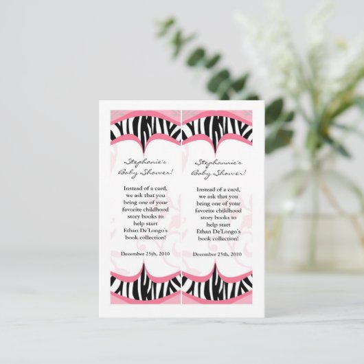 2 Buchmarken Girly Butterfly Zebra Print Pattern Einladungspostkarte (Stehend Vorderseite)