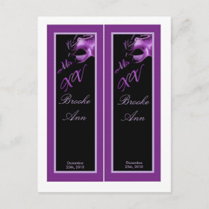 2 Buchmarken Mis XV Lila Lilac Black Party Postkarte