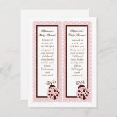 2 Buchmarken Pink Ladybug Einladungspostkarte (Vorne/Hinten)