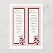 2 Buchmarken Pink Ladybug Einladungspostkarte (Vorderseite)