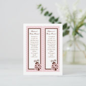 2 Buchmarken Pink Ladybug Einladungspostkarte (Stehend Vorderseite)