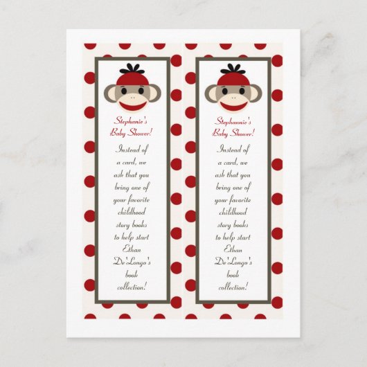 2 Buchmarken Red Sock Monkey Einladungspostkarte (Vorderseite)