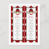 2 Buchmarken Red Sock Monkey Raute Einladungspostkarte (Vorderseite)