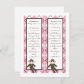 2 Buchmarken Rosa Sock Affe Raute Einladungspostkarte (Vorne/Hinten)