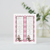 2 Buchmarken Rosa Sock Affe Raute Einladungspostkarte (Stehend Vorderseite)