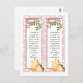 2 Buchmarken Safari Jungle Giraffe Monkey Pink Postkarte (Vorne/Hinten)