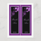 2 Buchmarken Sweet 16 Lila Lilac Black Party Einladungspostkarte (Vorderseite)