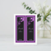 2 Buchmarken Sweet 16 Lila Lilac Black Party Einladungspostkarte (Stehend Vorderseite)