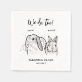 2 Bunnies Zeichnend Wir tun zu Hochzeit Serviette (Vorderseite)