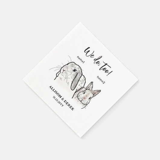 2 Bunnies Zeichnend Wir tun zu Hochzeit Serviette (Ecke)