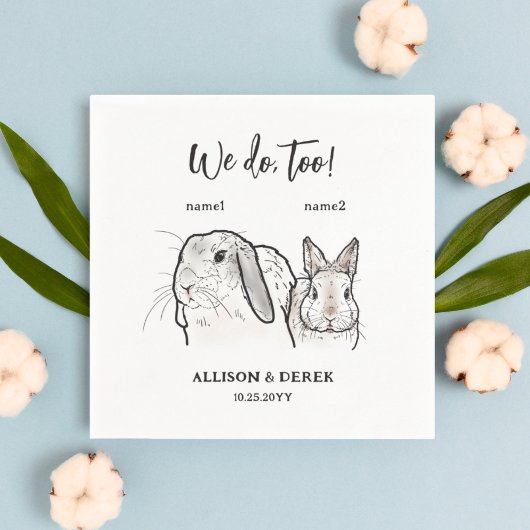2 Bunnies Zeichnend Wir tun zu Hochzeit Serviette