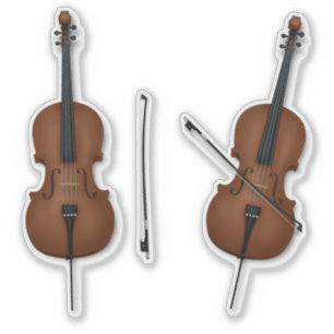 2 Cellos & Bows Trompe L'oeil Musikinstrument Aufkleber