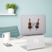 2 Cellos & Bows Trompe L'oeil Musikinstrument Aufkleber (Laptop auf Schreibtisch)