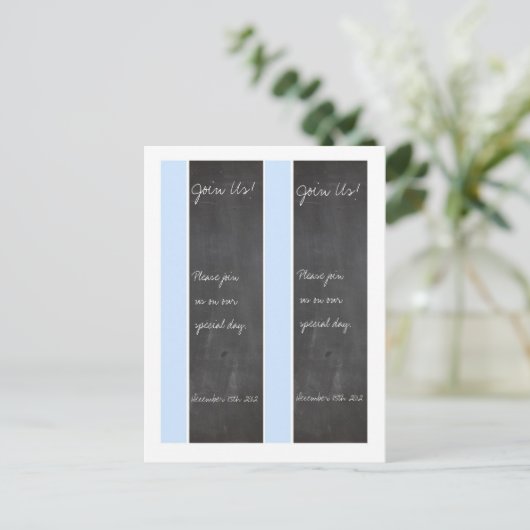 2 Chalkboard Blue Wedding Lesezeichen Postkarte (Stehend Vorderseite)