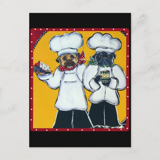 2 Chef-Möpse Postkarte (Vorderseite)