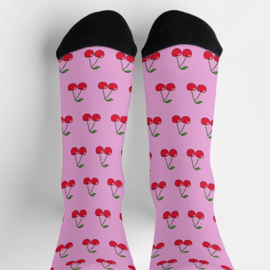 2 Cherries pattern pink Socken (Oben)