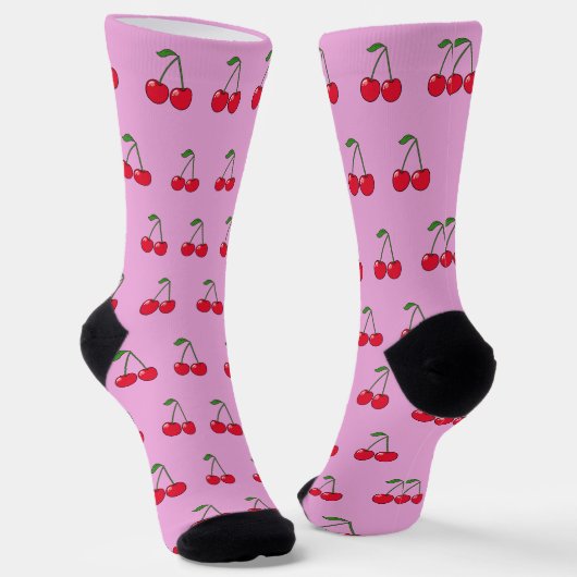 2 Cherries pattern pink Socken (Gewinkelt)