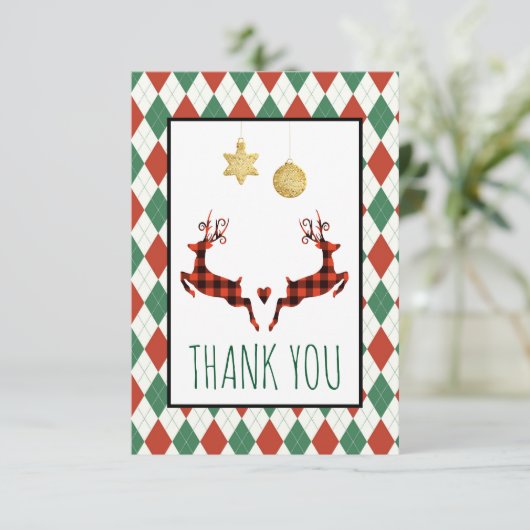 2 Christmas Deer Jumping Danke (Stehend Vorderseite)