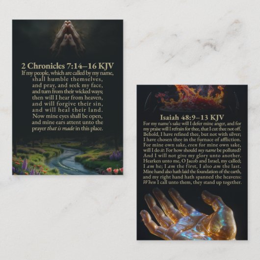 2 Chronicles 7:14-16 and Isaiah 48:9-13 KJV Card Visitenkarte (Vorne/Hinten)