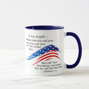 2 Chronicles 7:14 Gebet, USA Flag Tasse