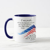 2 Chronicles 7:14 Gebet, USA Flag Tasse (Links)