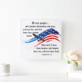 2 Chroniken 7:14 Schrift, amerikanische Flagge Quadratische Wanduhr (Zuhause)