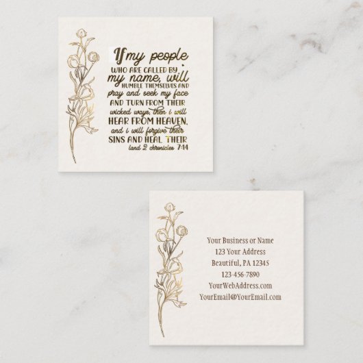 2 Chroniken 7:14, wenn mein Volk betet Quadratische Visitenkarte (Vorne/Hinten)