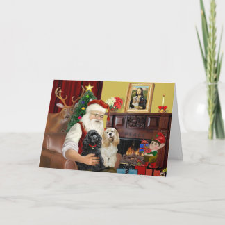 2 Cocker-Spaniels des Weihnachtsmanns Feiertagskarte