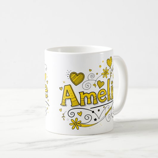 2 Color Amelie 4 - Doodle Kaffeetasse (VorderseiteRechts)