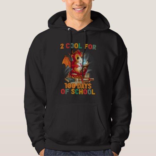 2 Cool for 100 Days of School Young Dragon Reading Hoodie (Vorderseite)