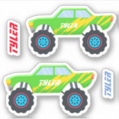 2 Coole Monster-LKW mit Flammen, DIY-Name Aufkleber (Vorderseite)