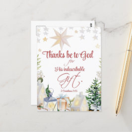 2 Cor 9:15 Dank an Gott Weihnachten Winter Bibel Postkarte