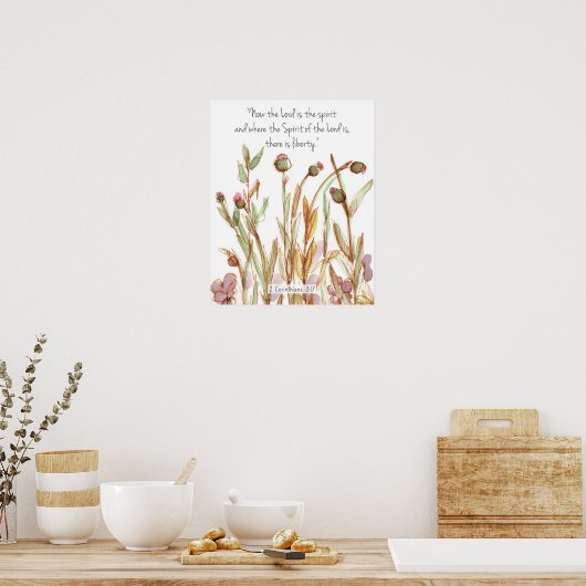 2 Corinthians 3:17 Bible Scripture Wildflowers Poster (Küche)