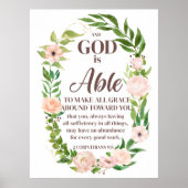2 Corinthians 9:8 Christian Quote Floral Poster (Vorne)