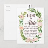 2 Corinthians 9:8 Christian Quote Floral Postkarte (Vorne/Hinten)