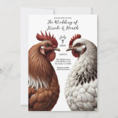 2 Country Chickens Farm Barnyard Hochzeit Einladung (Vorderseite)