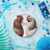 2 Country Chickens Farm Barnyard Hochzeit Pappteller (Party)