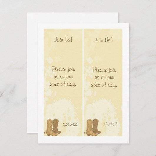 2 Cowboy Wedding Rett Date Lesezeichen Ankündigungspostkarte (Vorne/Hinten)