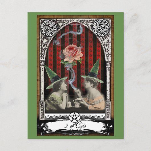 2 Cups Viktorianisch Hexenkarte Tarot Postkarte (Vorderseite)