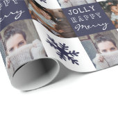 2 Custom Fotos Snowflake Merry Jolly Weihnachten Geschenkpapier (Rolleneckpunkt)