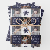 2 Custom Fotos Snowflake Merry Jolly Weihnachten Geschenkpapier Set (Beispiel)
