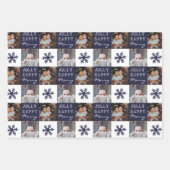 2 Custom Fotos Snowflake Merry Jolly Weihnachten Geschenkpapier Set (Vorderseite)