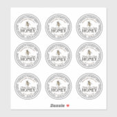 2" Custom Transparent or White Vintage Bee Honey Aufkleber (Blatt)