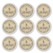 2" Custom Vintage Bee Honey Label Hand Bottled Raw (Vorderseite)