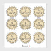 2" Custom Vintage Bee Honey Label Hand Bottled Raw (Blatt)